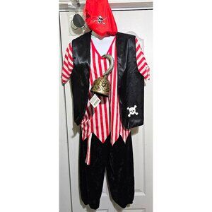 Pirate Costume Women's Rubie's Top Soft Cropped Pants Hood Eyepatch Headscarf LG